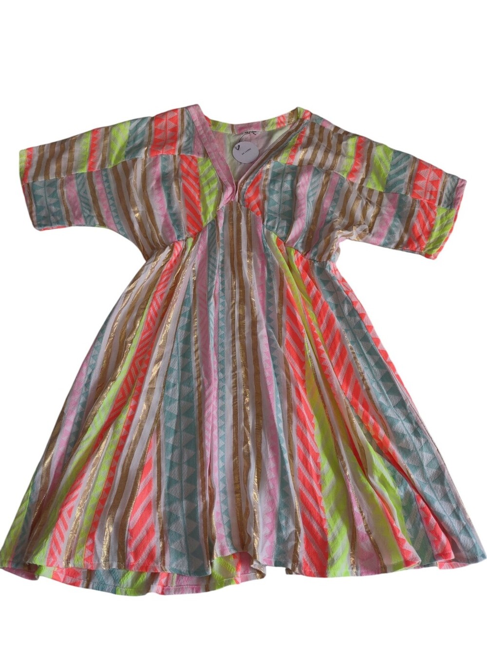 En Creme Medium Neon Striped Dress
